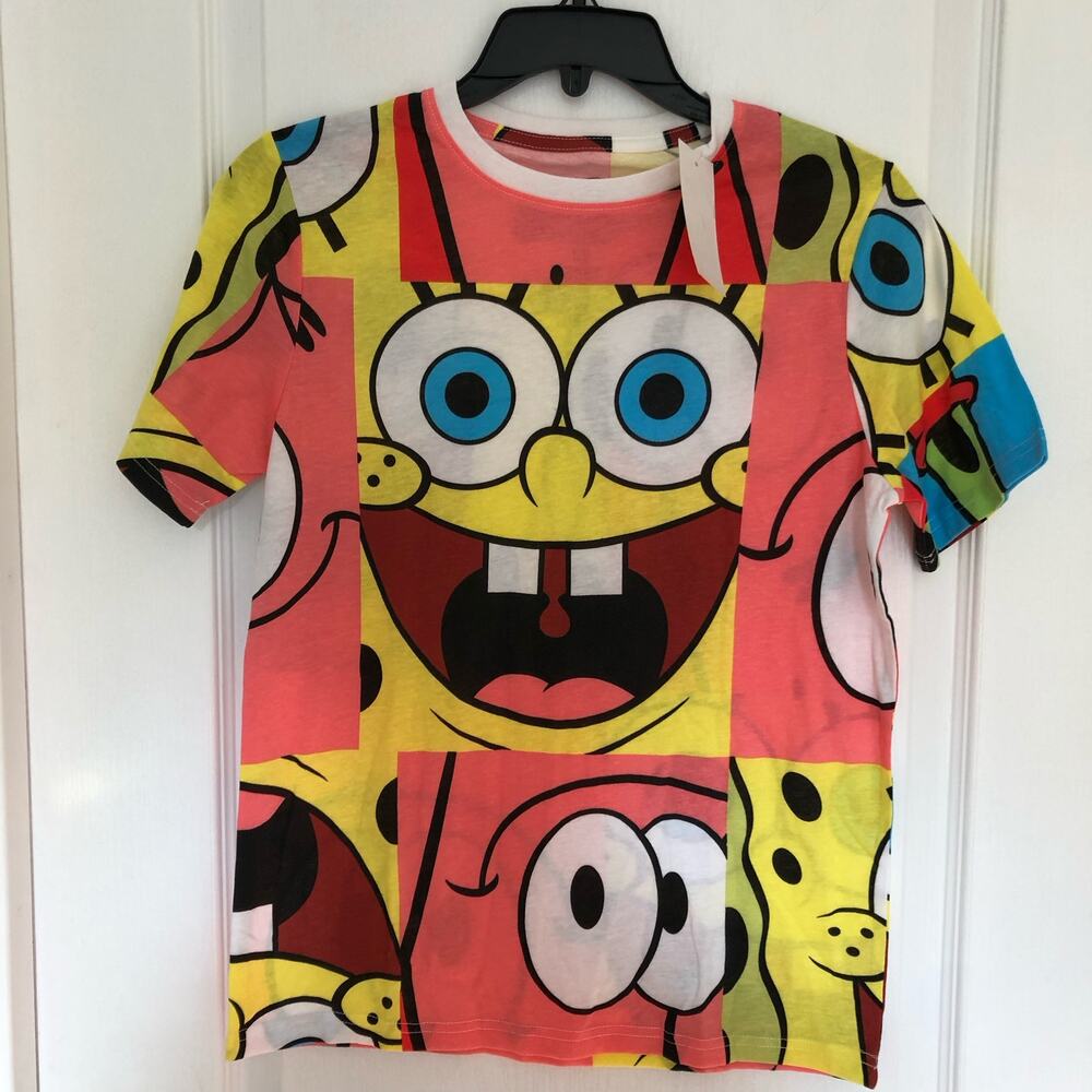 Nickelodeon SpongeBob SquarePants Kids Large AOP Graphic T-Shirt 2YBSPB697 NEW‎